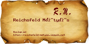 Reichsfeld Mátyás névjegykártya